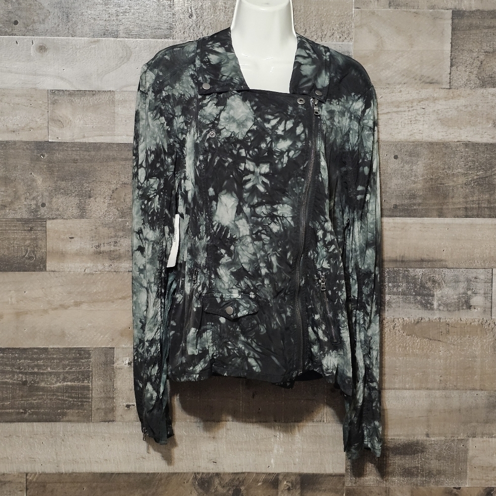 Anthropologie Marrakech Tie Dye Printed Full Zip Utility Jacket Women's M